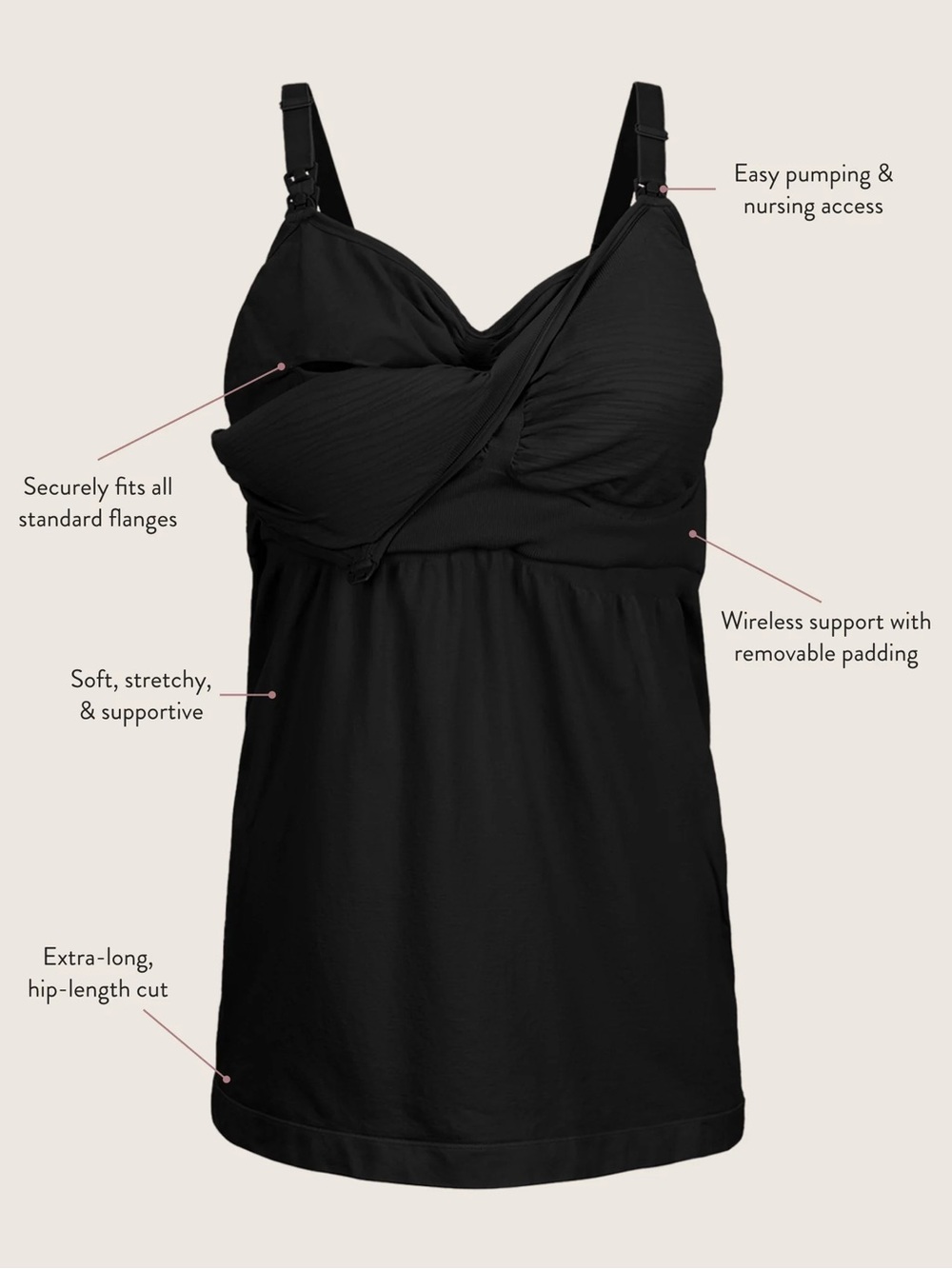 Kindred Bravely Sublime Hands-Free Nursing & Pumping Tank Small Regular (B-D)